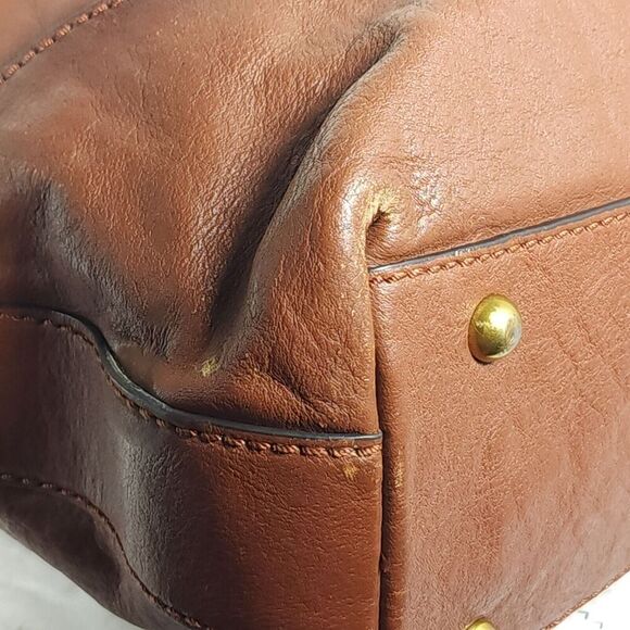 Frye Cognac Brown Leather Xtra Large Ring Tote Bag Purse Handbag - Picture 15 of 16